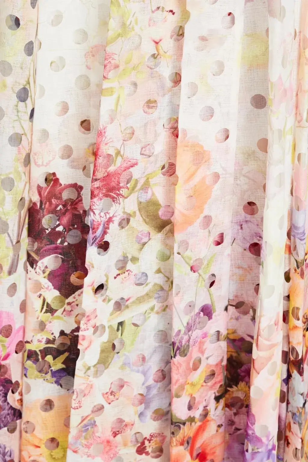 Zimmermann Prima Ruffled Laser Cut Gauze Gown Multi Floral Print Size 0 / AU 8 photo 3