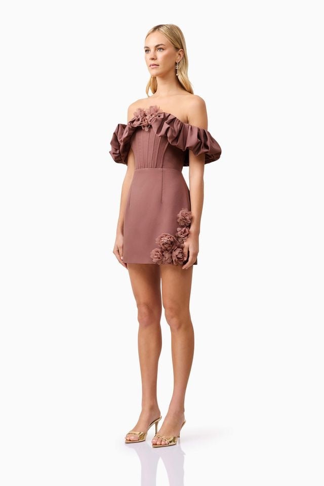 Elliatt Klara Mini Dress - Dark Taupe photo 3