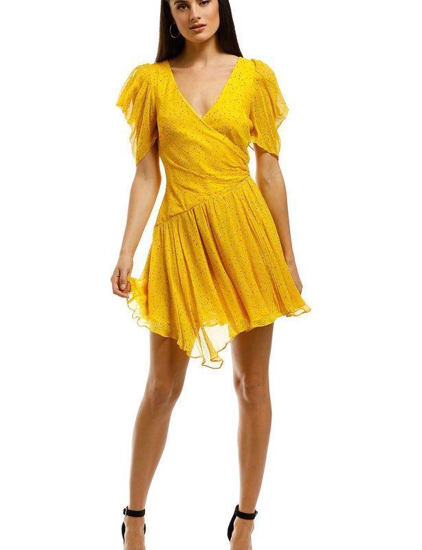 Bec + Bridge Hibiscus Golden Mini Dress - Size 8 - Yellow photo 5
