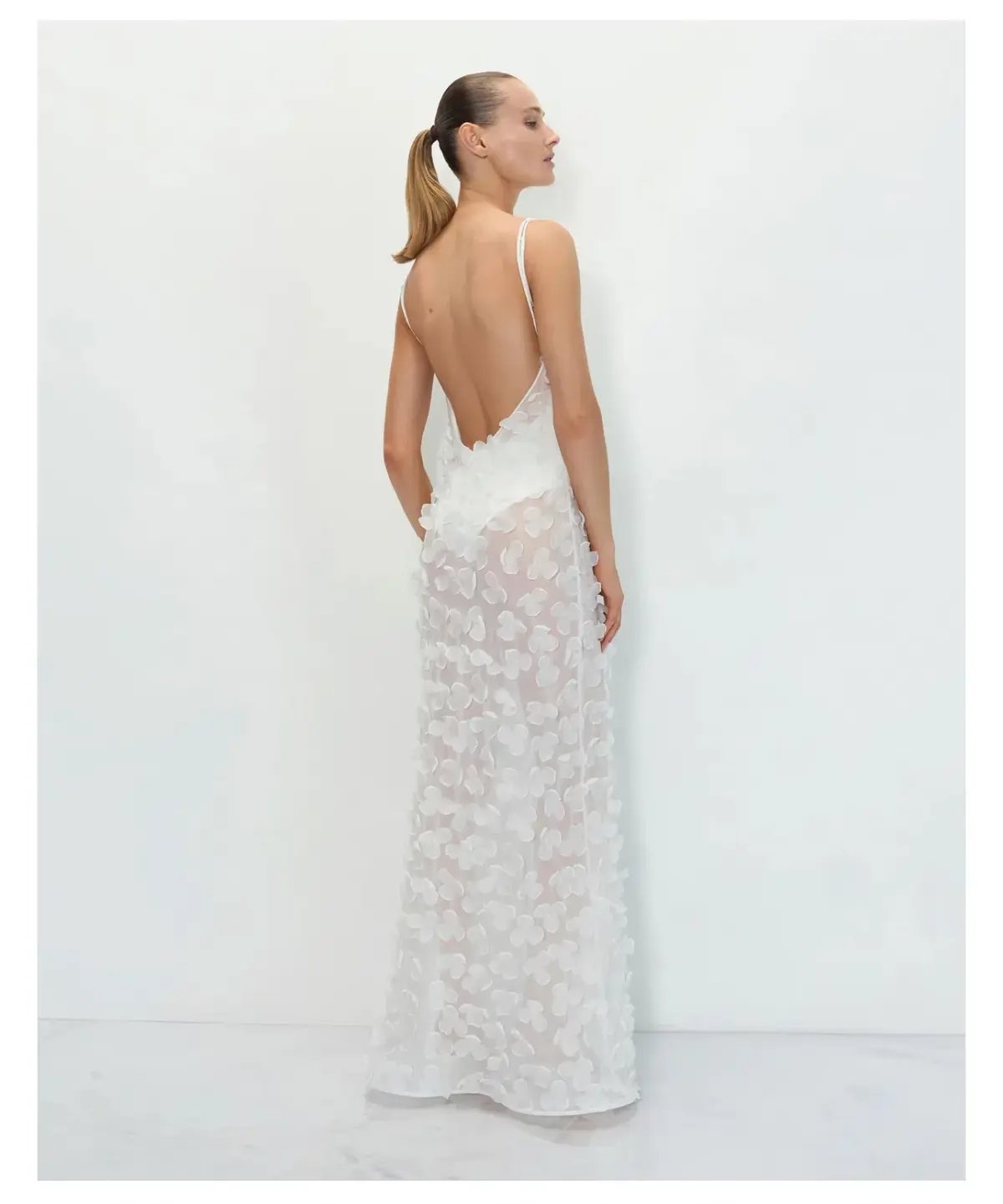 Selezza Floral Chiffon Maxi Dress White Size 6 photo 2