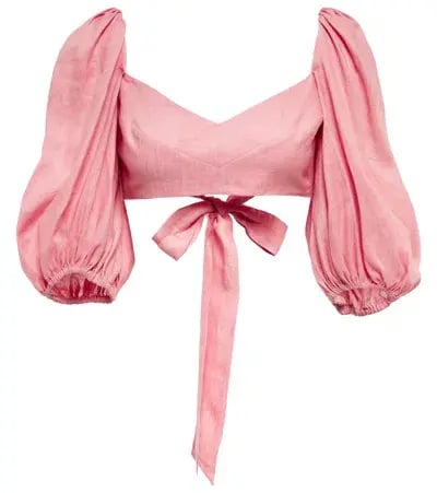 Zimmermann Jeannie Linen Crop Top Pink Size 0P / AU 6 photo 4