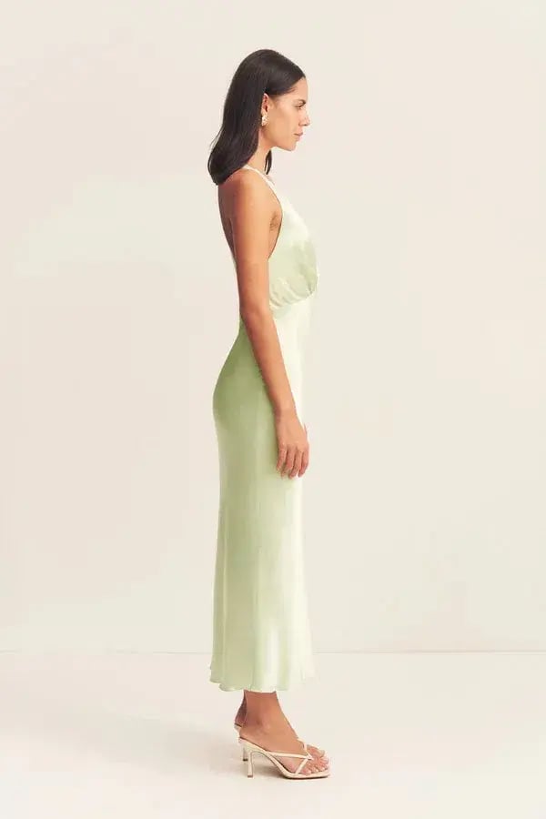 Shona Joy La Lune Plunged Cross Back Midi Dress Lime Size 10 photo 3