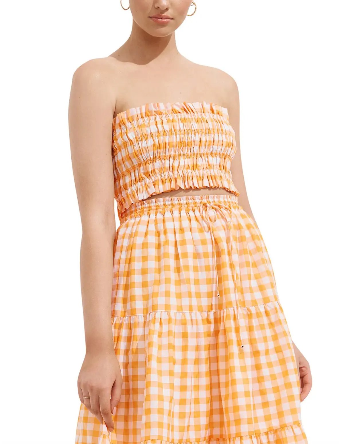 Steele Paradise Crop Top and Erica Skirt Set Papaya Check Size XS / AU 6 photo 3