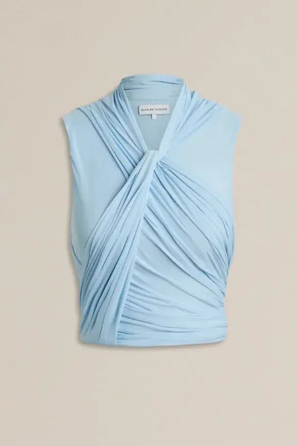 Scanlan Theodore Mesh Drape Top & Skirt Pale Blue Size 10 photo 6