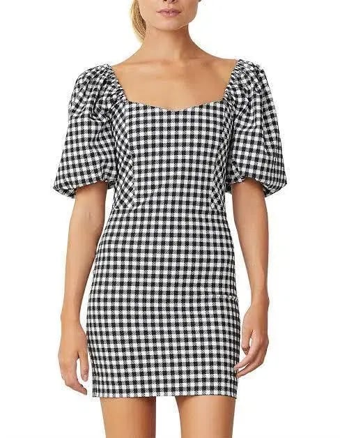 Bec & Bridge Check It Out Mini Dress Black Print Size 2 / AU 6 photo 3
