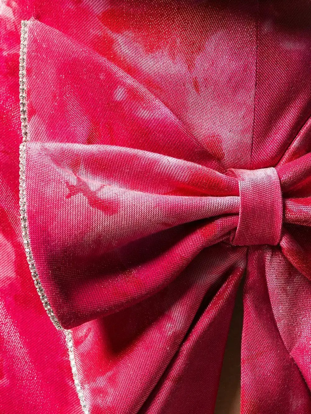 Area NYC Crystal Trimmed Sculpted Bow Mini Skirt & Top in Ruby Tie-Dyed Size 8 photo 7
