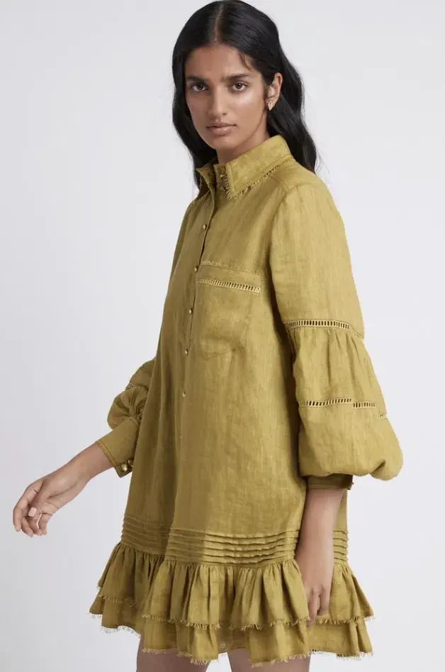 Aje Lotus Shirt Dress in Olive Green - Size 6 photo 2