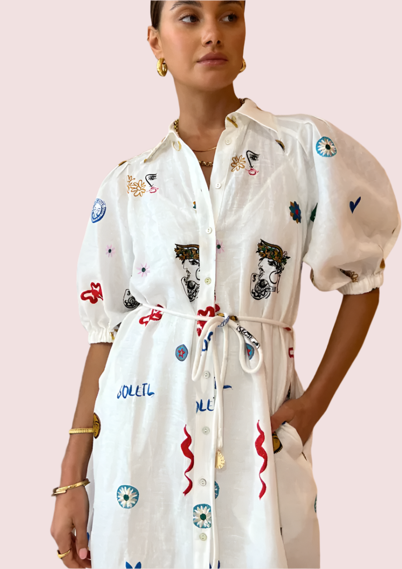 Alemais Soleil Embroided Linen Shirtdress photo 3