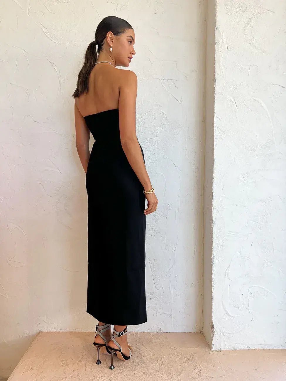 By Johnny Ginny Scoop Split Midi Dress Black Size 8 / S photo 3