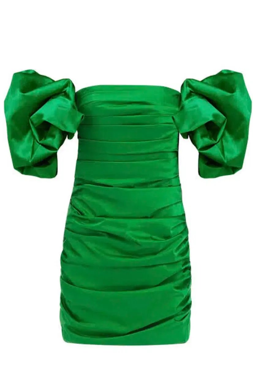 Leo Lin Brenda Puffy Sleeve Mini Dress Jade Green Size 6 photo 4