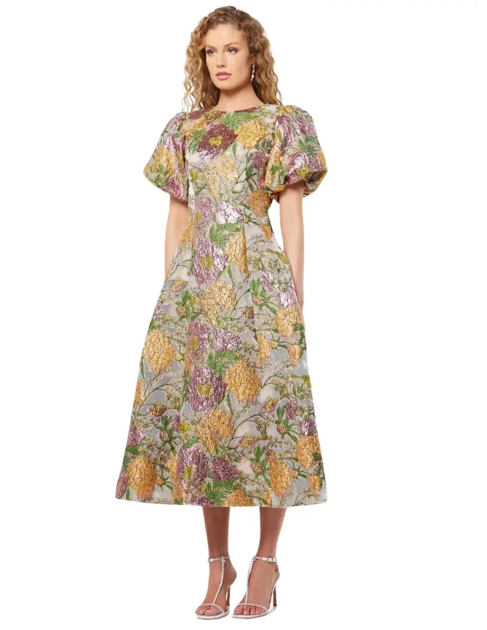 Elliatt Darlene Midi Dress Metallic Floral Size L / AU 12 photo 6