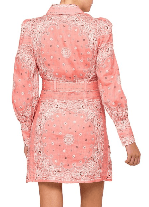 Zimmermann Bandana Shirt Dress Pink Print Size 12 photo 4