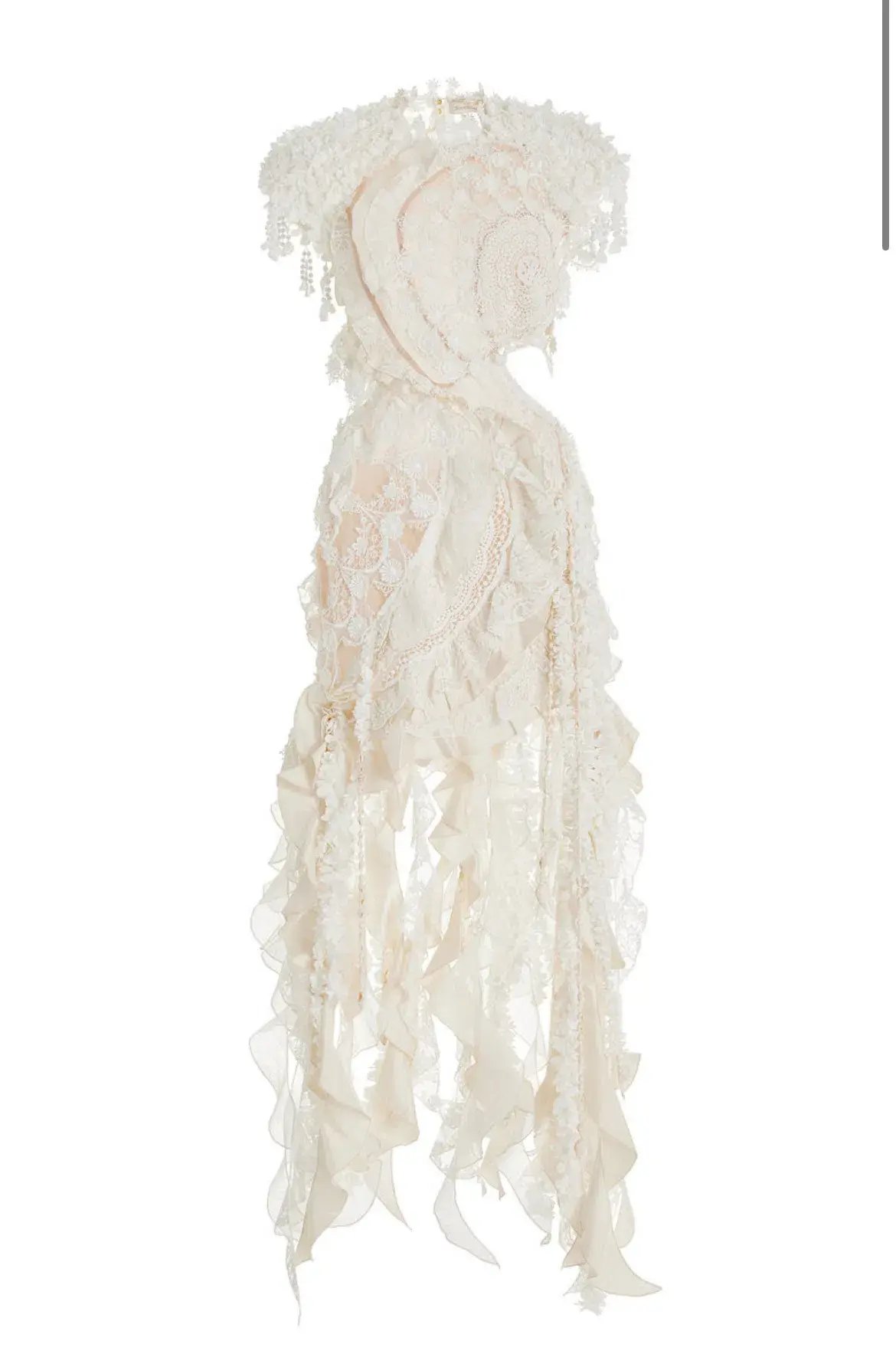 Zimmermann Wonderland Lace Frill Mini Dress Cream Size 0/ AU 8 photo 5