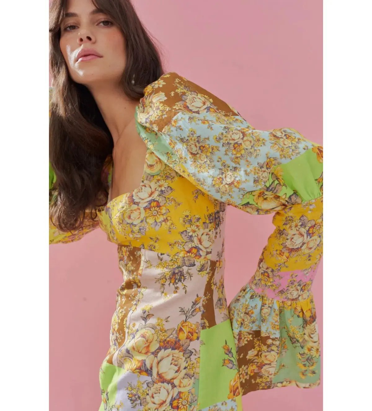 Alemais Matilde Puff Sleeve Mini Dress Multi Floral Size AU 10 photo 3