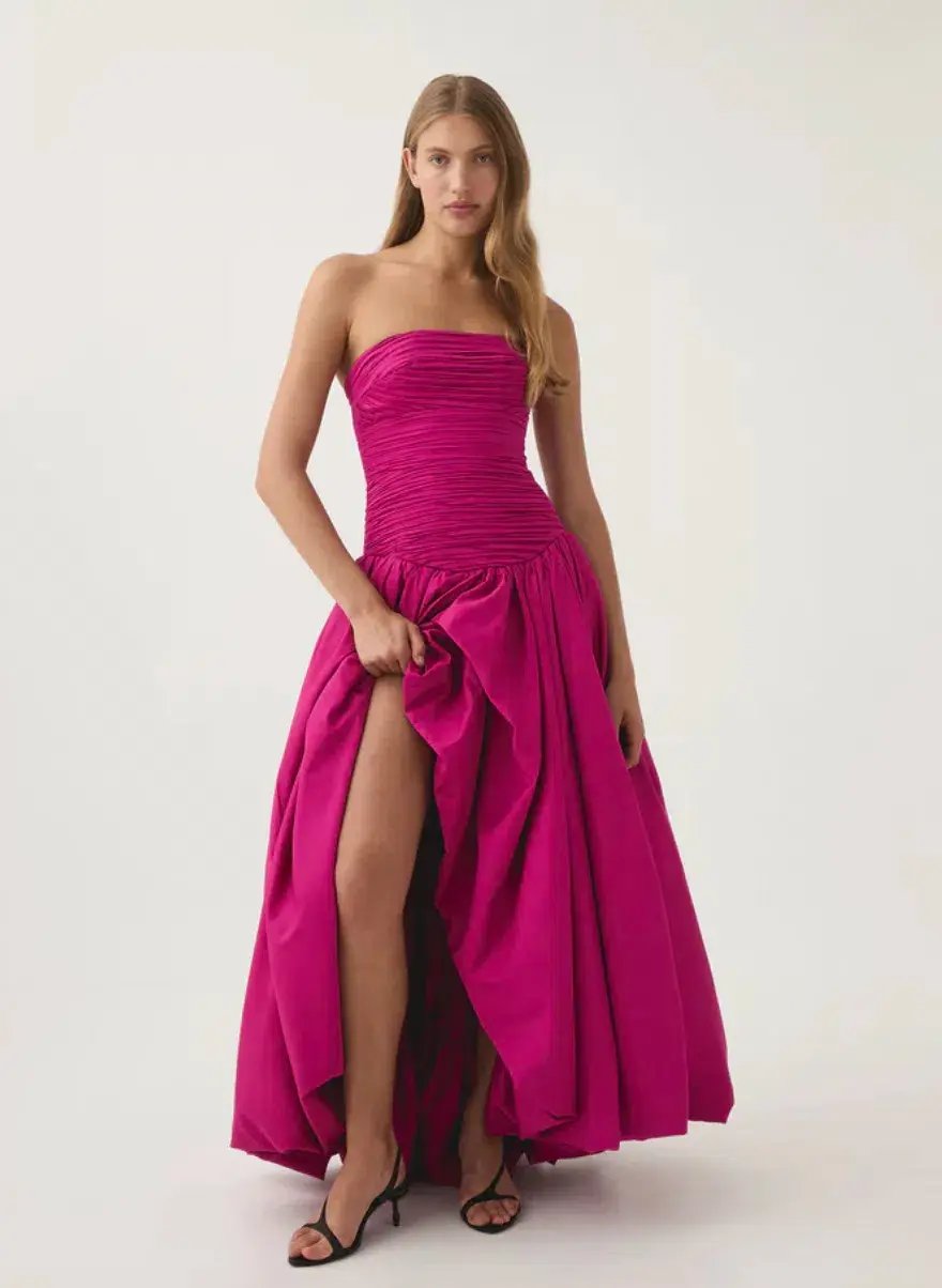 Aje Violette Bubble Hem Maxi Dress Deep Magenta Size 10 photo 4
