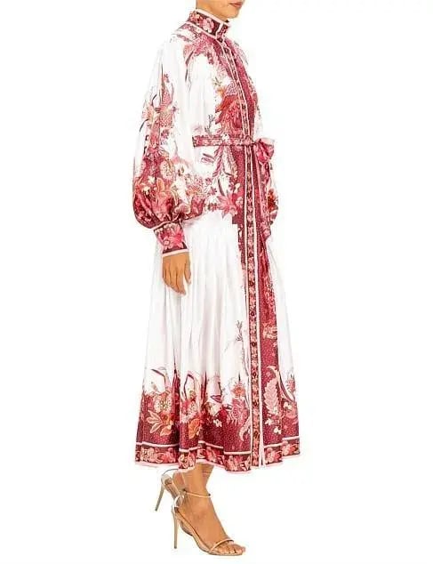 Zimmermann Wavelength Placement Midi Dress Pink Phoenix Size 1 / Au 10 photo 3