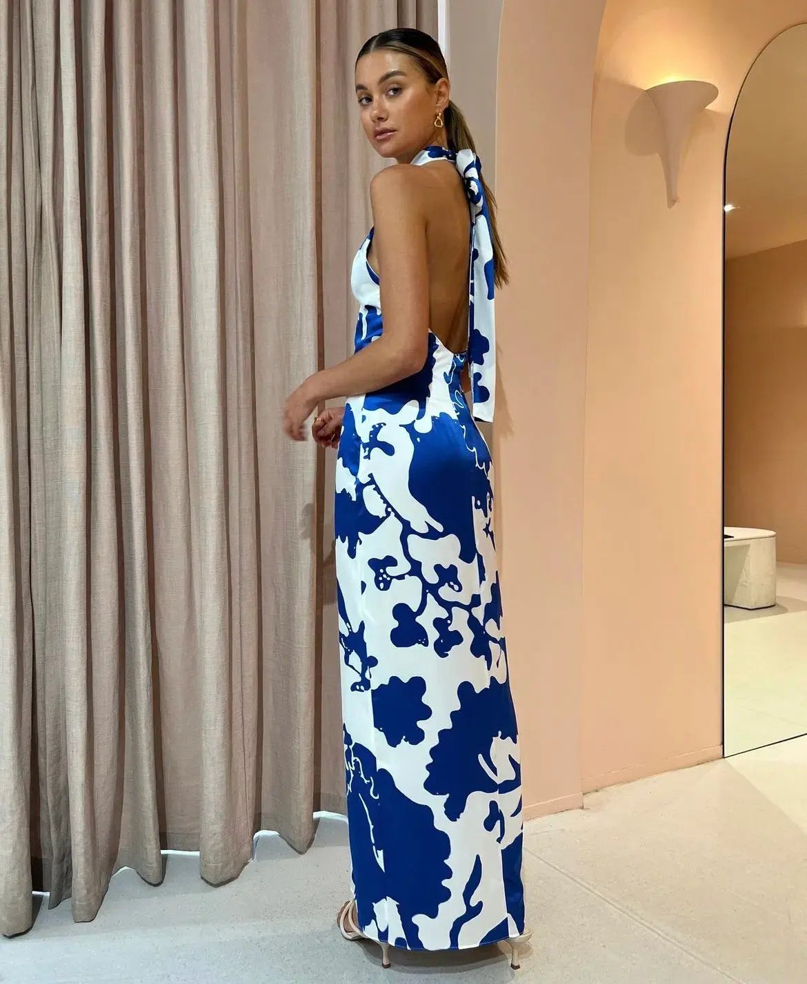 Sir The Label Esme Halter Dress Merce Abstract Print Size 8 photo 3