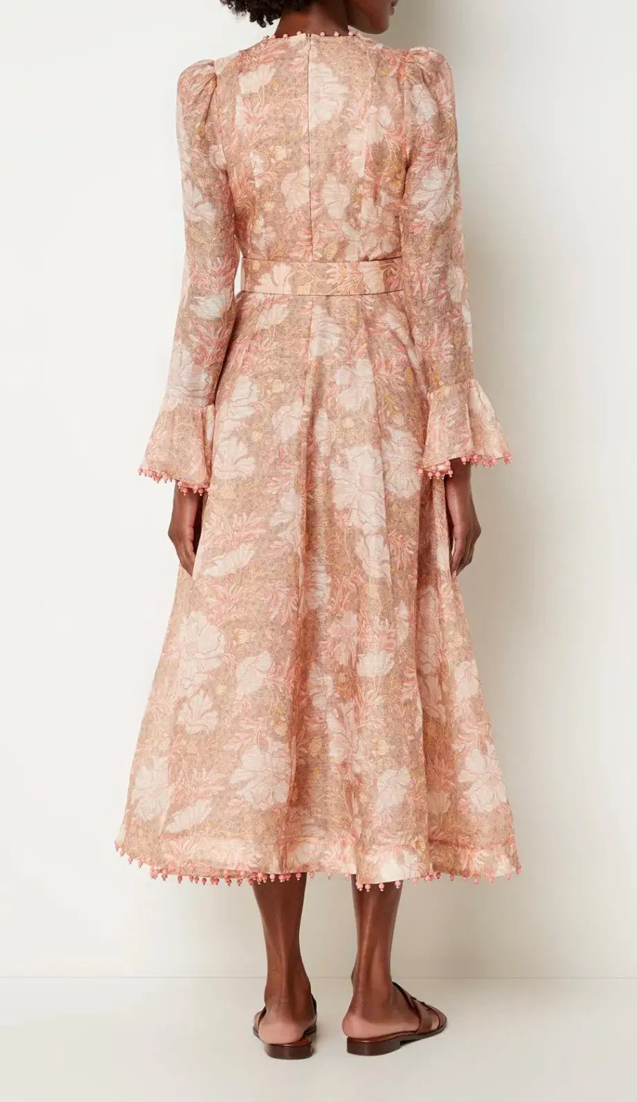 Zimmermann Kaleidoscope Belted Embellished Linen And Silk Blend Midi Dress Floral Size 0 / AU 8 photo 3