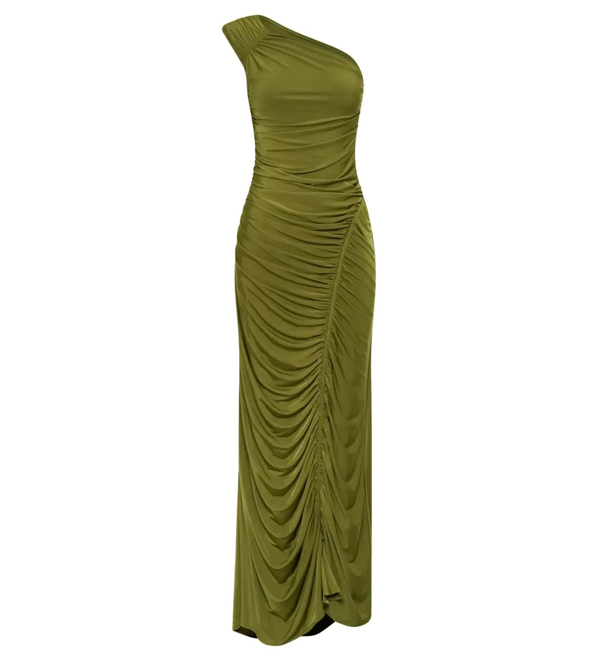 Meshki Capri Gathered Slinky Maxi Dress Vintage Olive Size 6/XS photo 7