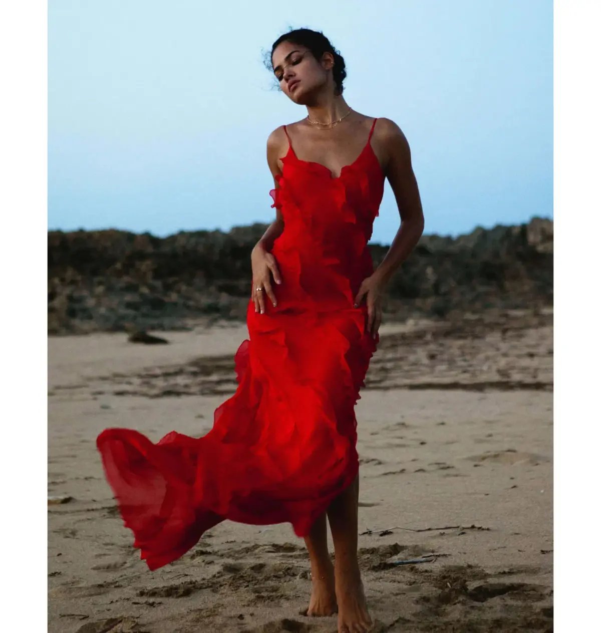 Rat & Boa Cecelia Ruffle Maxi Dress Red Size M / AU 10 photo 3