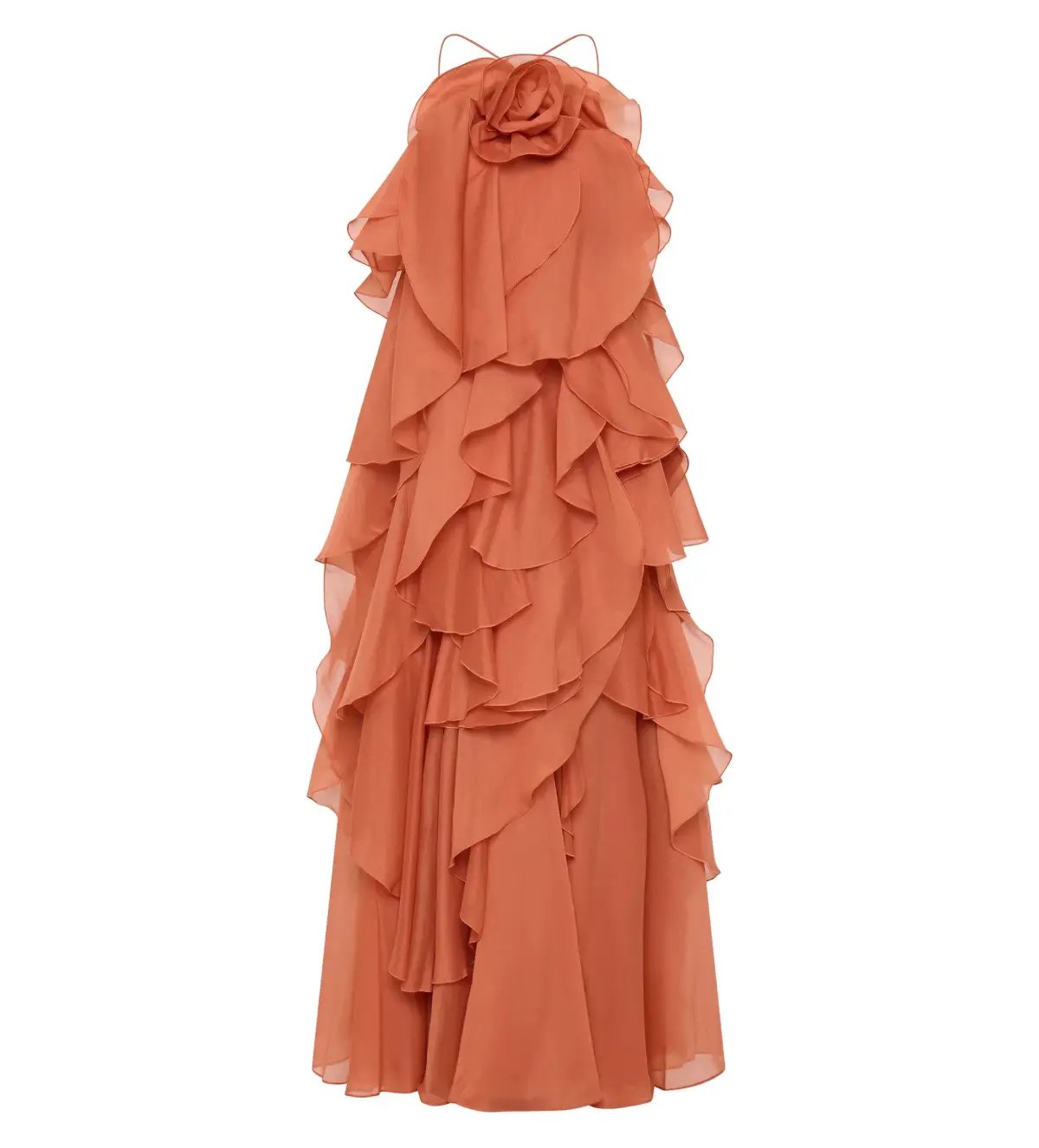 Aje Pandorea Layered Maxi Dress Coral Clay Size 6 photo 6