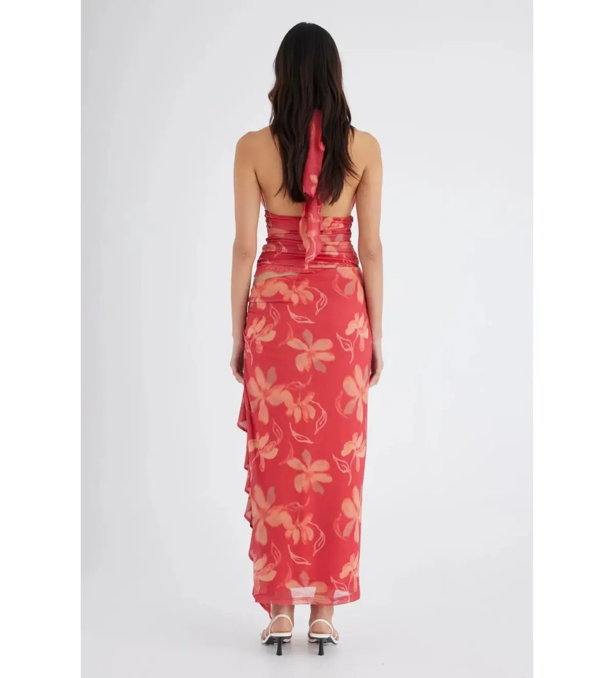 Benni Penelope Halter Maxi Dress Hibiscus Floral Size AU 8 photo 3