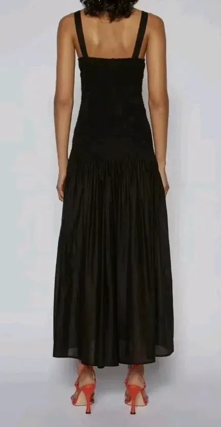 Scanlan Theodore Cotton Bralette Midi Dress Black Size 6 photo 4