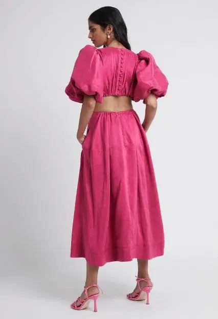 Aje Vanades Cut Out Ring Midi Dress Pink Size 14 photo 4