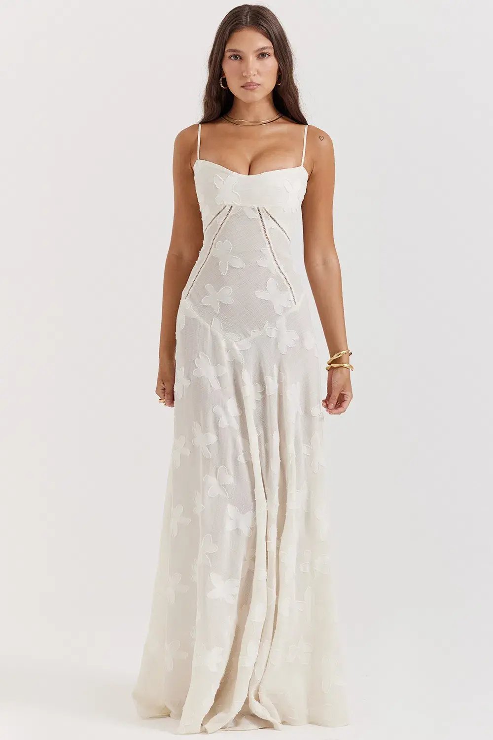 House Of CB Seren Lace Back Maxi Dress Vintage Cream Floral Size XS / AU 6 photo 4