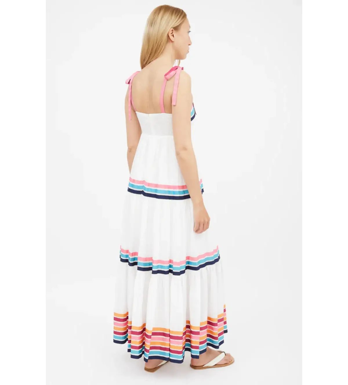 Zimmermann Lulu Ribbon Tiered Maxi Dress in Multi White Size 0/ AU 8 photo 3
