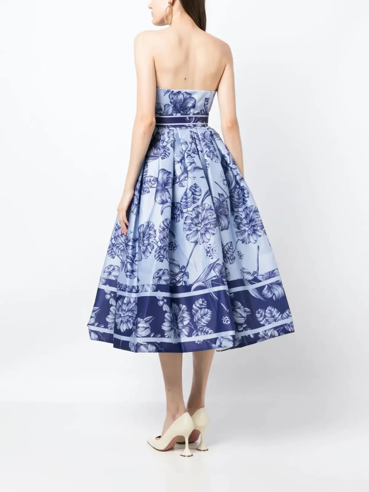 Leo Lin Norine Bustier Midi Dress Harmony Print in Hyacinth Size AU 6 photo 3