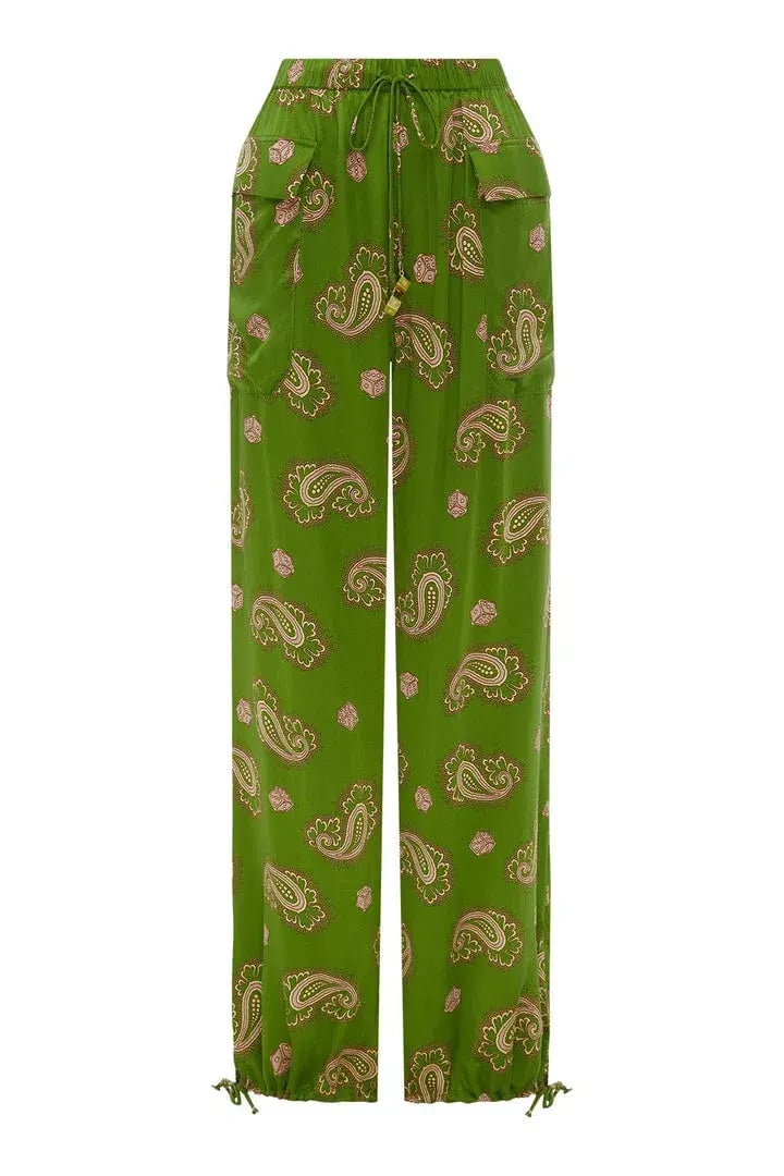 Alemais Dice Silk Shirt and Pant Set Green Size AU 14 photo 5
