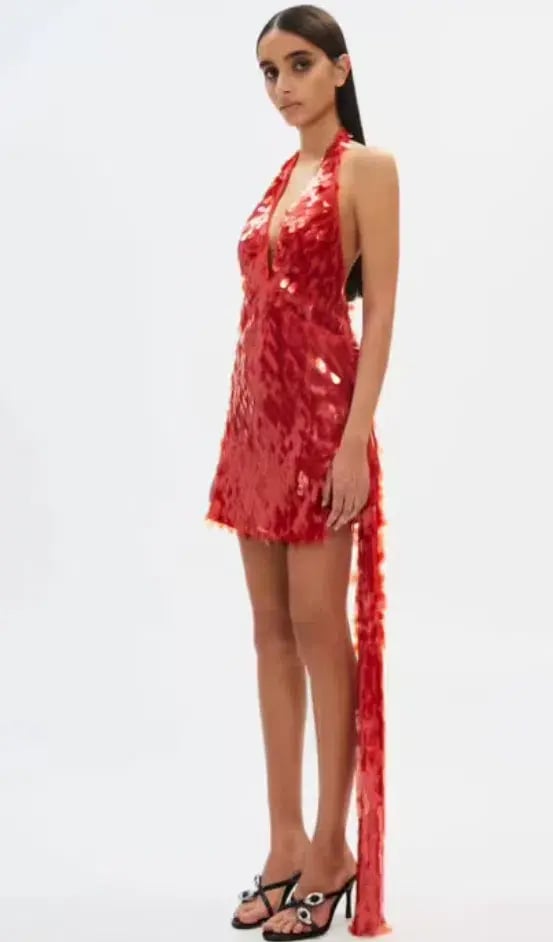 MISHA Sapphire Sequin Mini Dress Red 8 photo 2