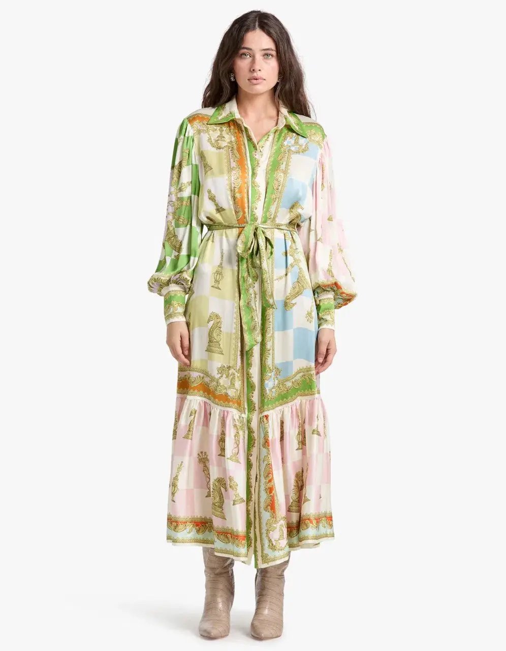 Alemais Checkmate Silk Shirtdress Multi Size AU 8 photo 23