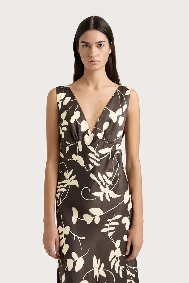 Faithfull The Brand Amiens Maxi Dress in Brown Print Size XS / AU 6 photo 4