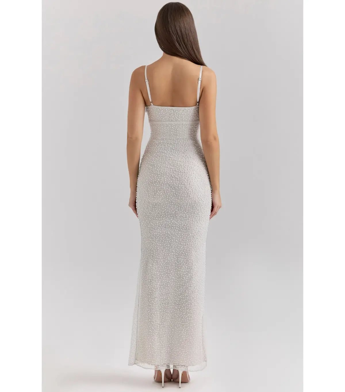 House of CB Calla Embellished Maxi Dress Silver Pearl Size S / AU 8 photo 4