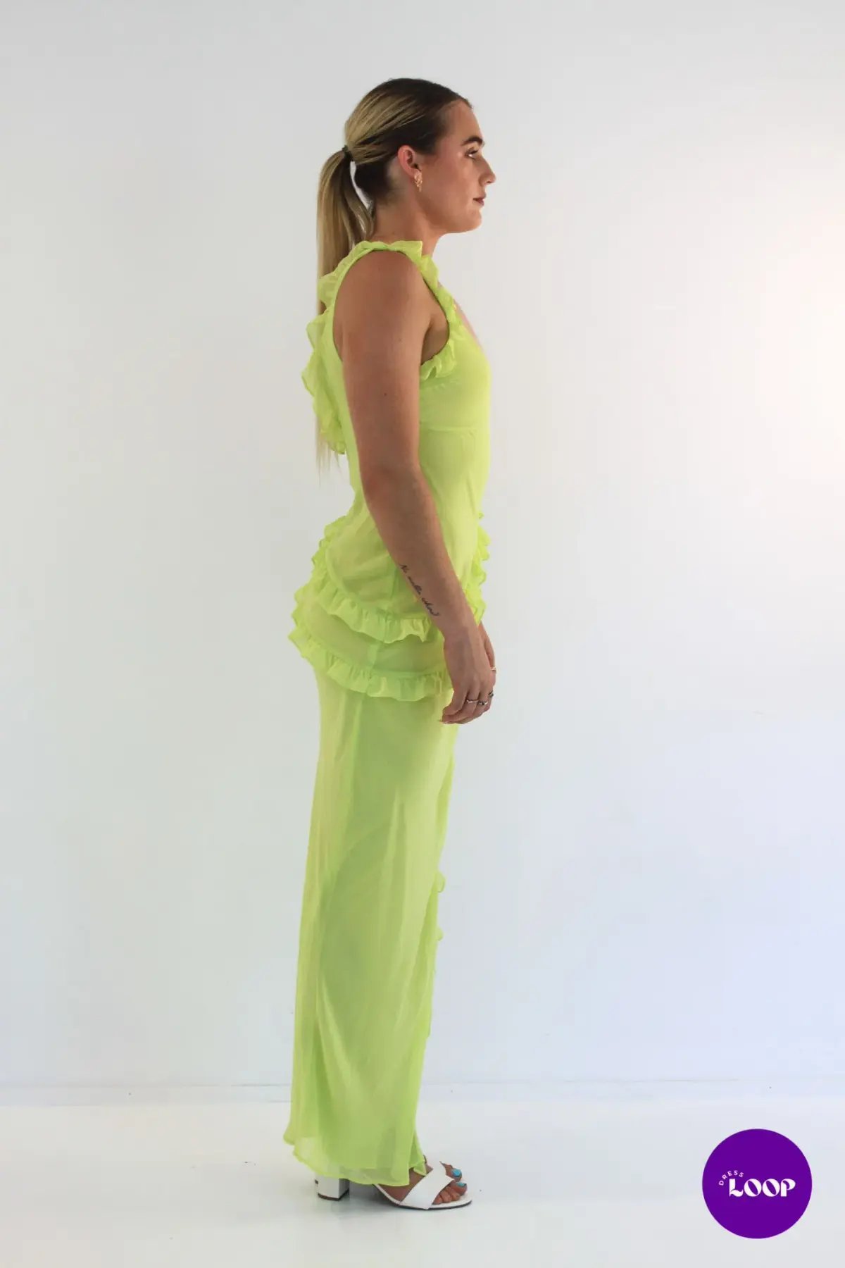 House of CB Pixie Ruffle Maxi Dress Lime Size M / AU 10 photo 3