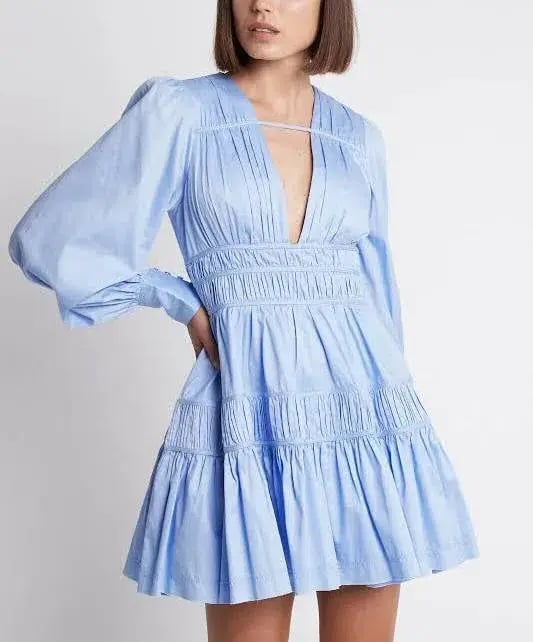 Aje Fallingwater Gathered Mini Dress Blue Size 8 photo 2
