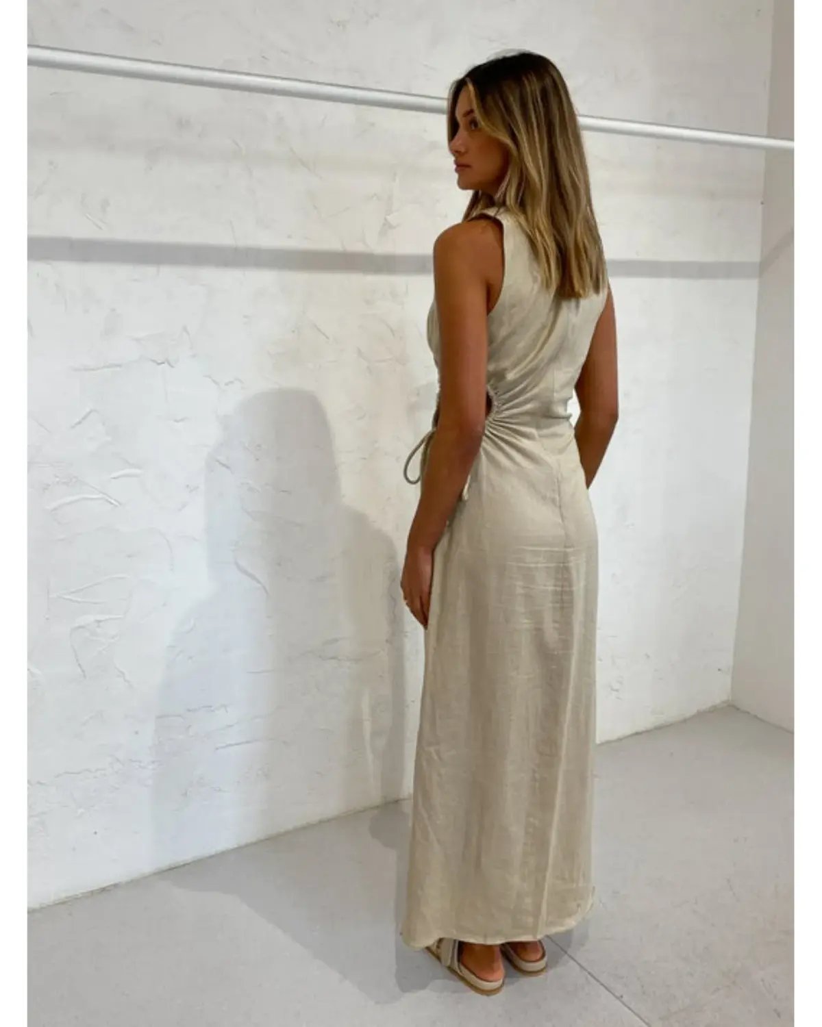 Sir the Label Blanche Cut Out Midi Dress In Bone Size AU 8 photo 3