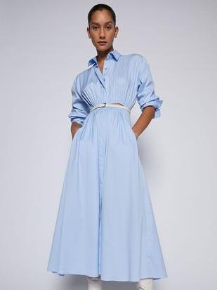 Scanlan Theodore Cotton Gathered Dress Pale Blue Size 8 photo 4