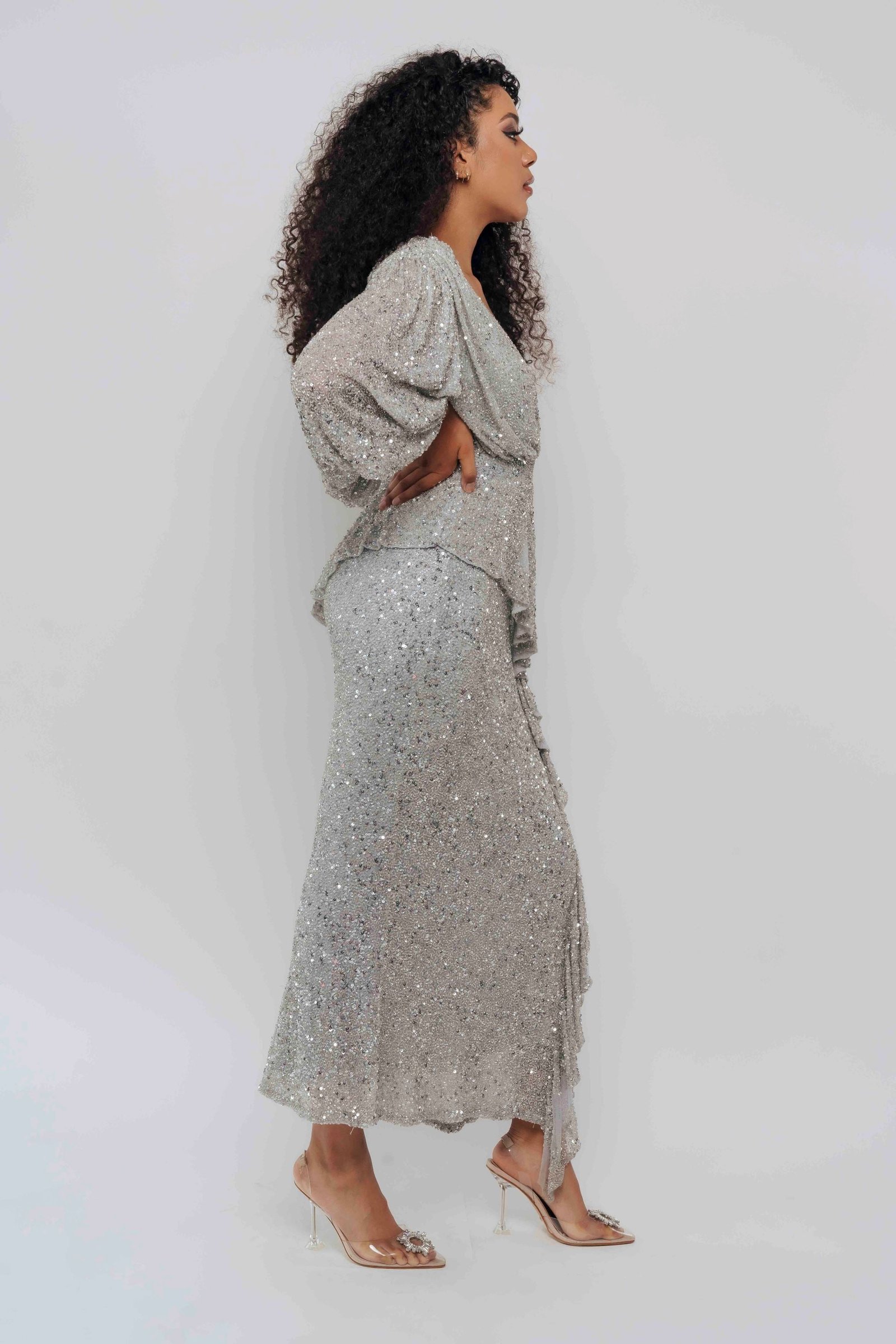 MALIKA V NECK MIDI BY MY SECRET WARDROBE SILVER photo 2