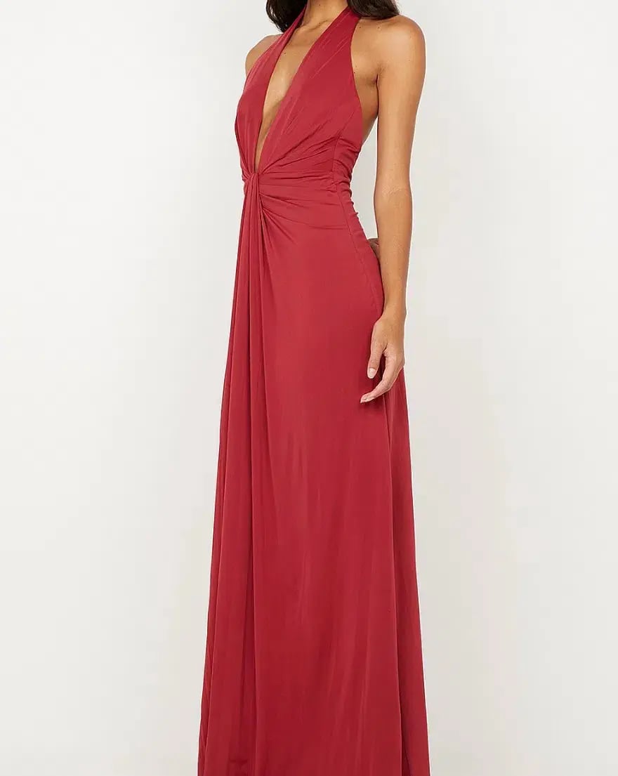 Susie Plunge Maxi Dress in Cherry Red Size 6 photo 2