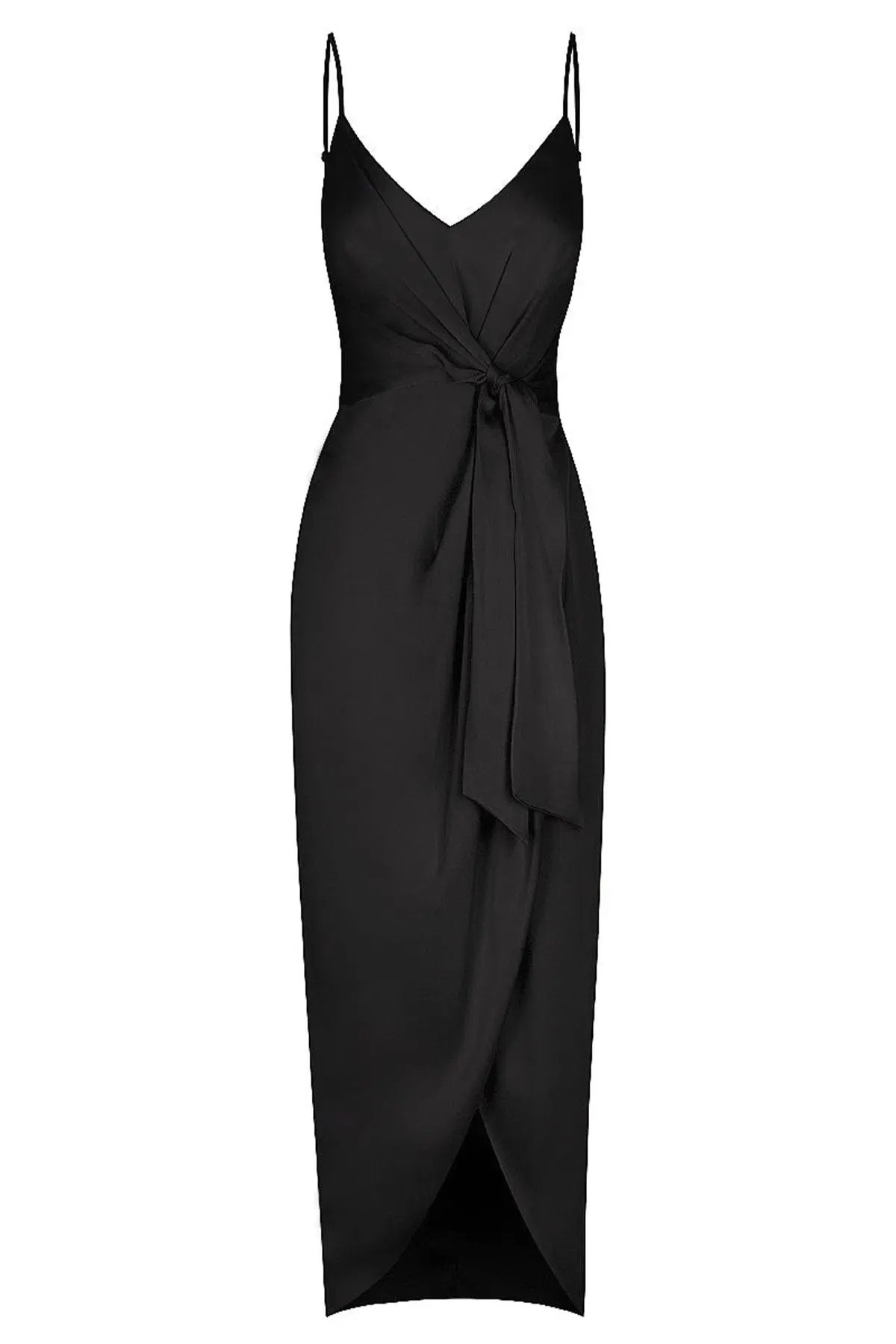 Shona Joy Luxe Tie Front Cocktail Dress Onyx Size 8 photo 2