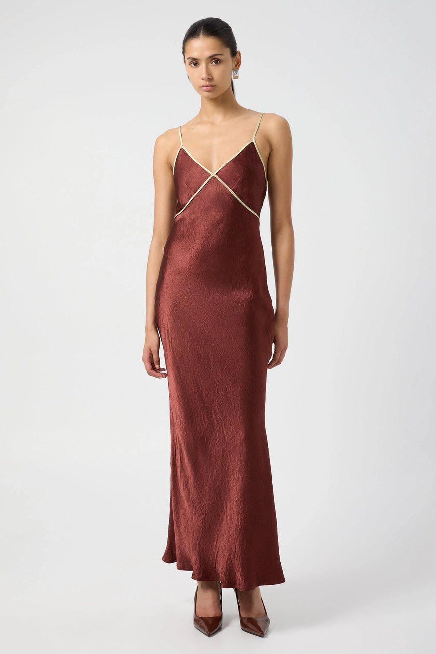 Third Form Crush Contrast Bind Cami Dress - Shiraz & Apple photo 4