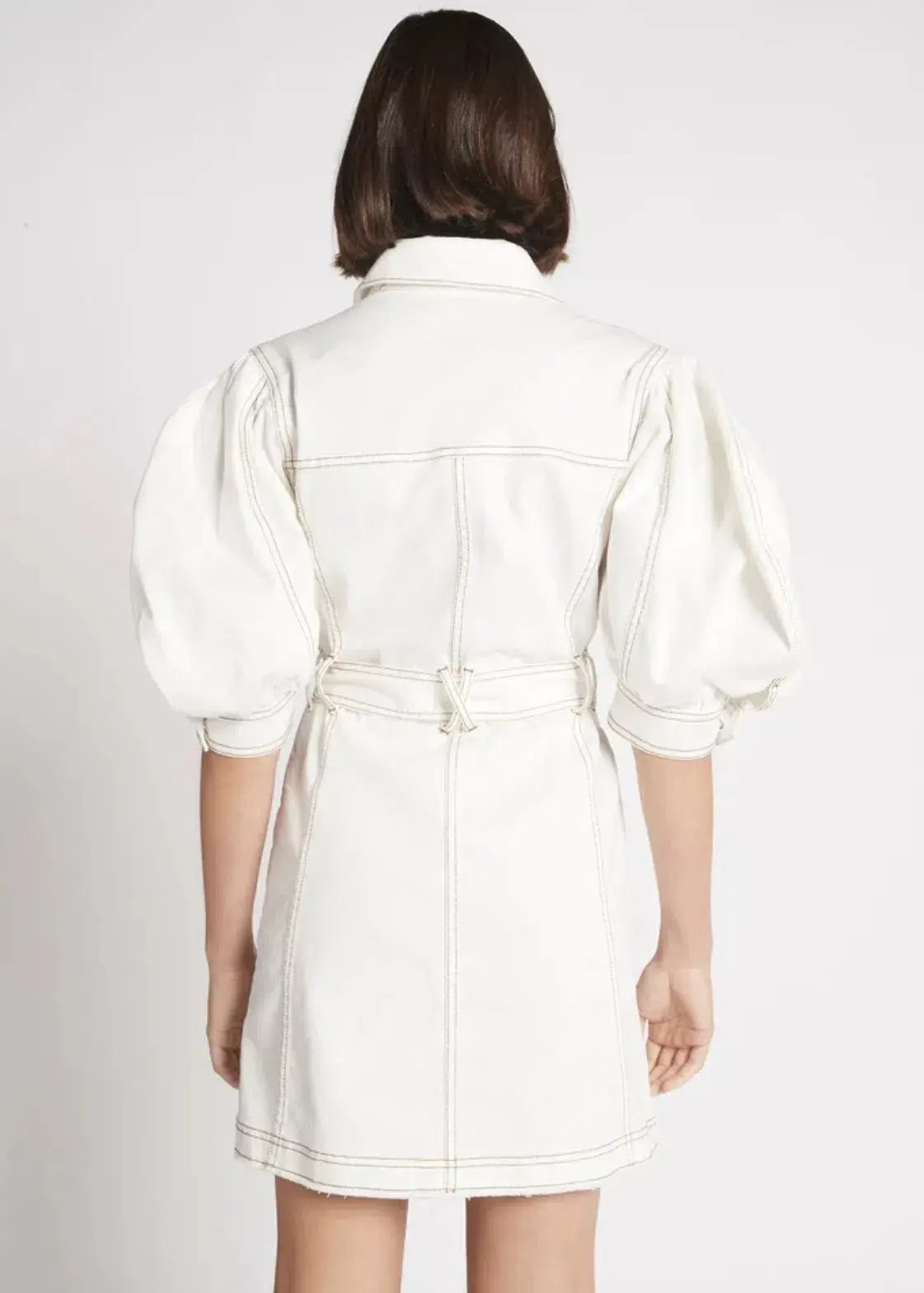 Aje Tori Denim Stitch Dress White Size 8 photo 3