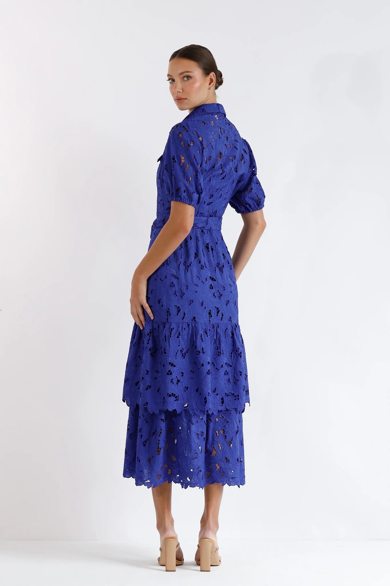 PASDUCHAS SKYLINE SHIRT MIDI DRESS - COBALT photo 5