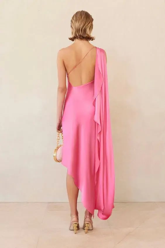 Cult Gaia Trysta One-Shoulder Asymmetric Dress Rosado Pink Size XS /AU 6 photo 3