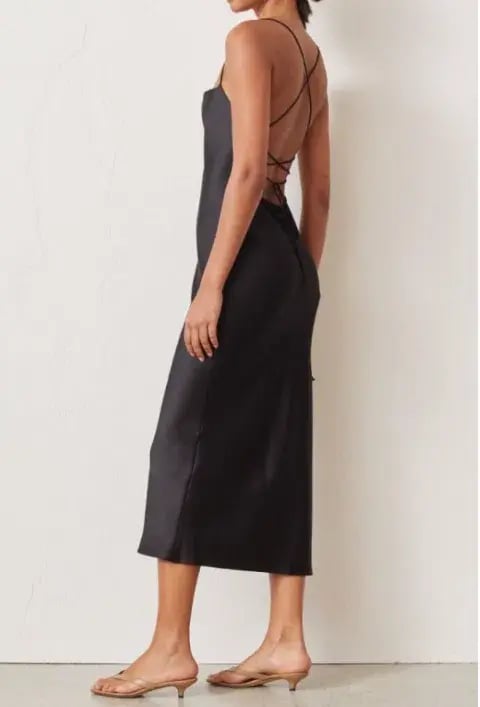 Bec and Bridge Seraphine lace up Black silk Dress photo 3