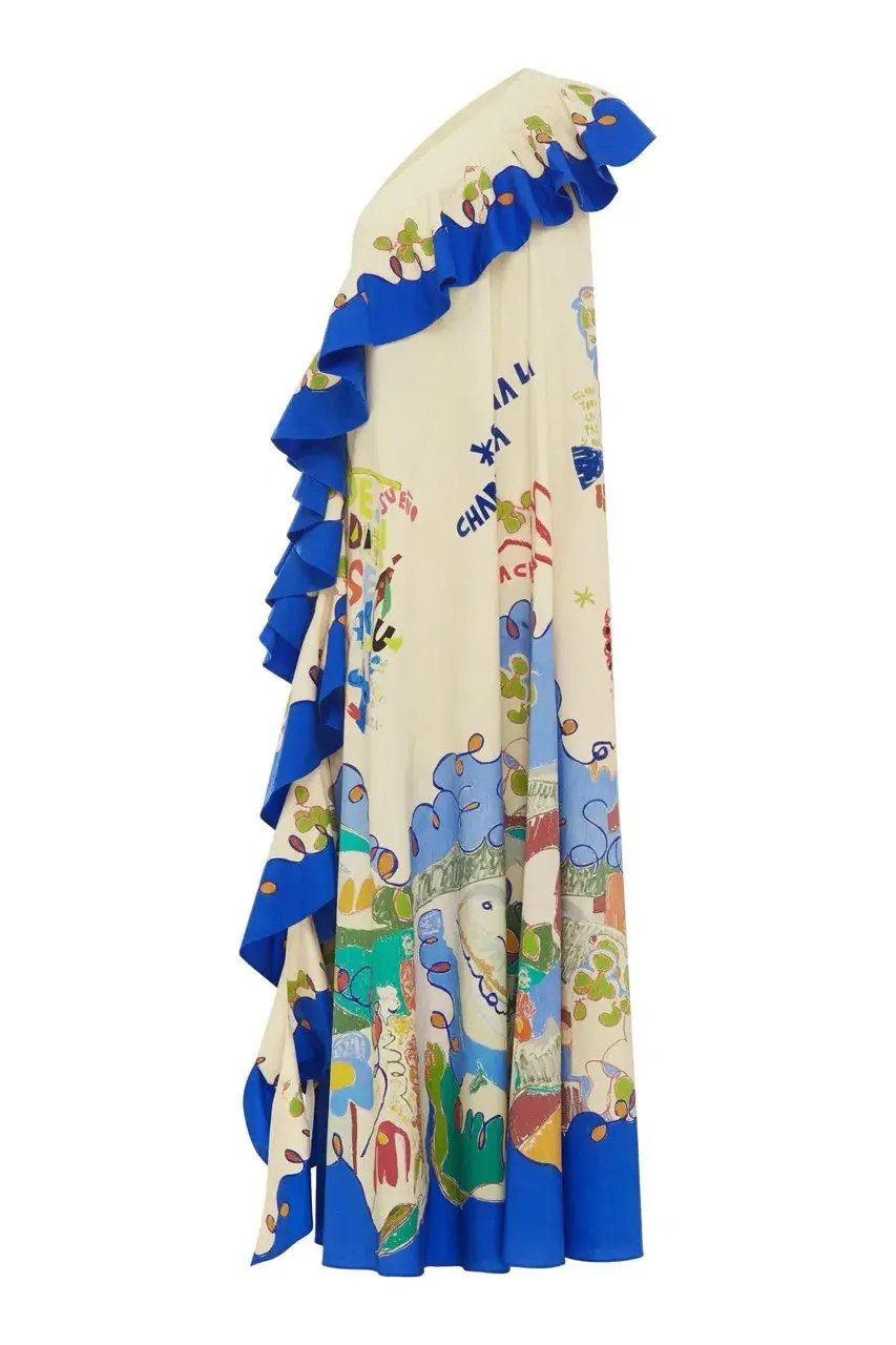 Alemais Nadia One Shoulder Ruffle Dress Print Size 10 photo 5