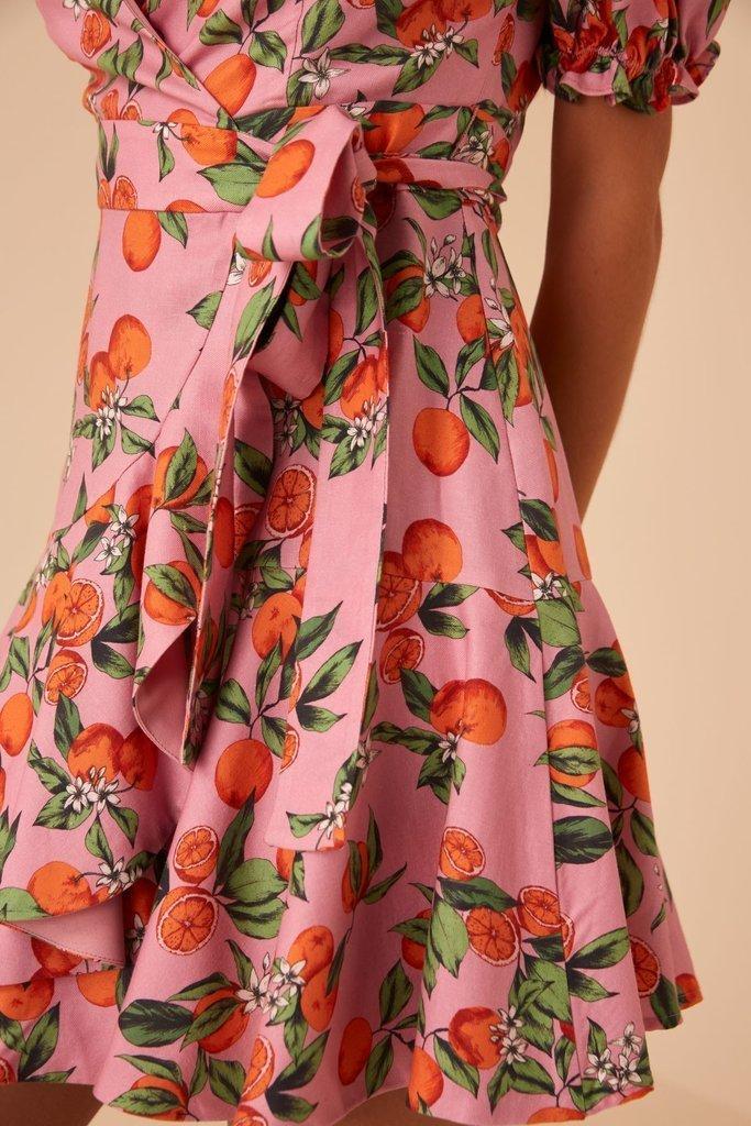 FINDERS KEEPERS ARANCIATA WRAP PINK ORANGE DRESS SIZE 6 photo 3